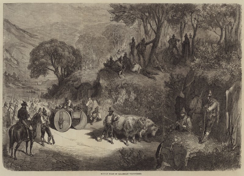 Middagpauze van Calabrische Vrijwilligers door Gustave Dore