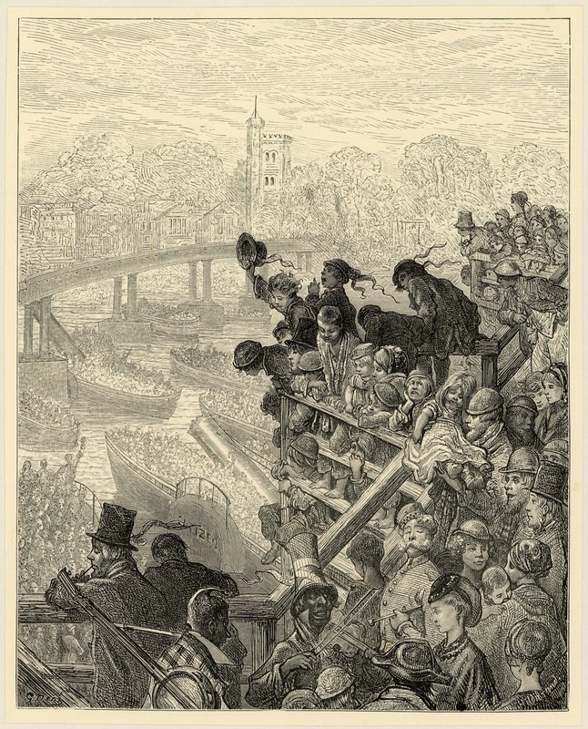 Oxford en Cambridge Boot Race, Putney door Gustave Dore