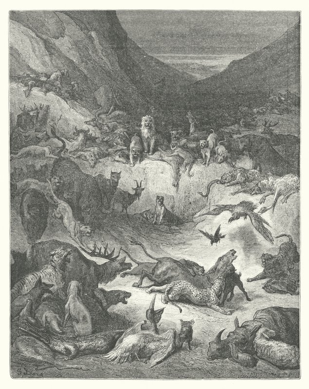 De Fabels van La Fontaine: De Dieren Ziek van de Pest door Gustave Dore