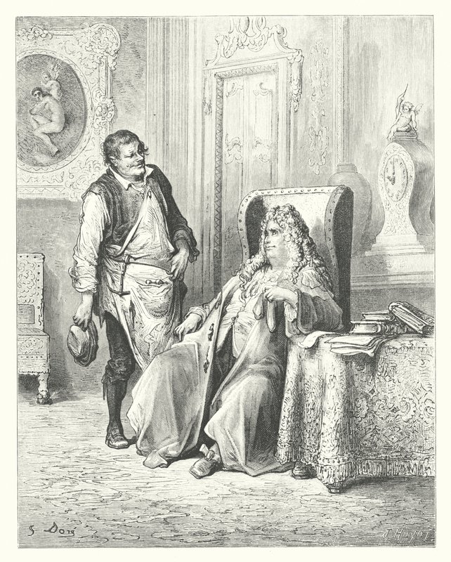De Fabels van La Fontaine: De Schoenmaker en de Bankier door Gustave Dore