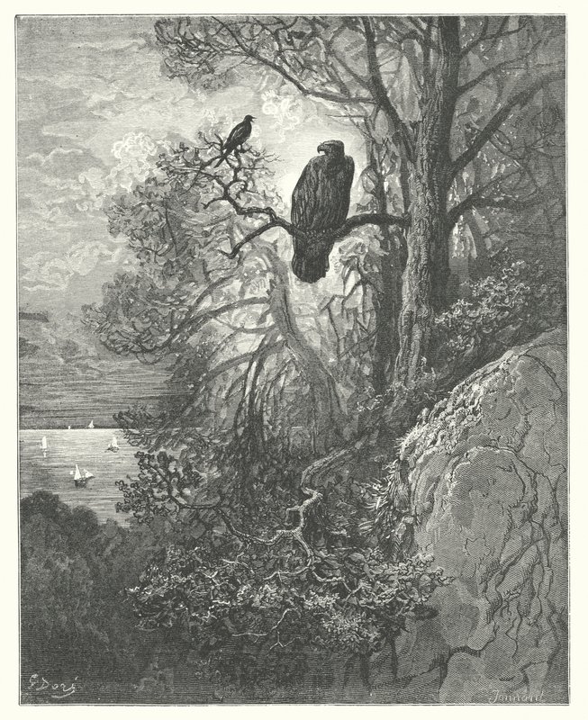 De Fabels van La Fontaine: De Adelaar en de Ekster door Gustave Dore