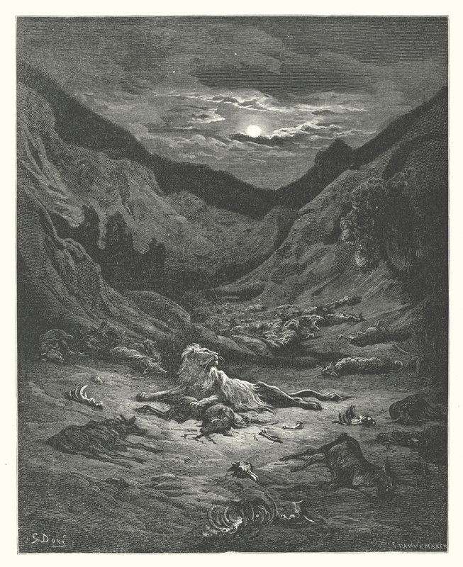 De Fabels van La Fontaine: De Leeuw door Gustave Dore