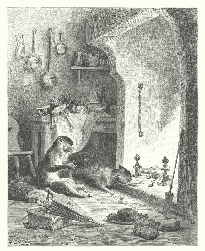 De fabels van La Fontaine: De aap en de kat door Gustave Dore