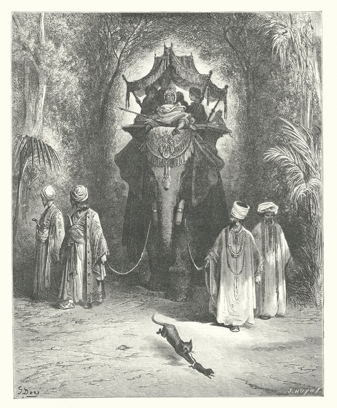 De fabels van La Fontaine: De rat en de olifant door Gustave Dore