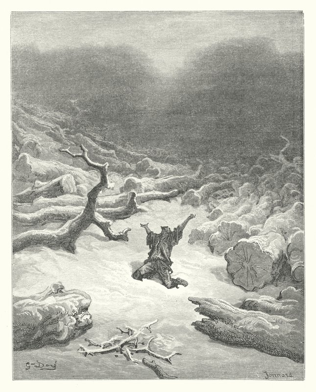 De Fabels van La Fontaine: De Houthakker en Mercurius door Gustave Dore