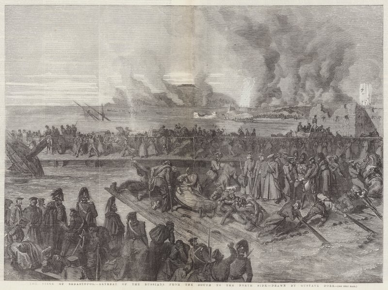 Het Beleg van Sebastopol, Terugtocht van de Russen van de Zuid- naar de Noordzijde door Gustave Dore