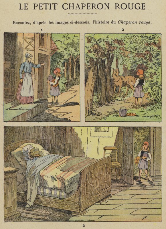 Roodkapje (kleur litho) door Gustave Fraipont