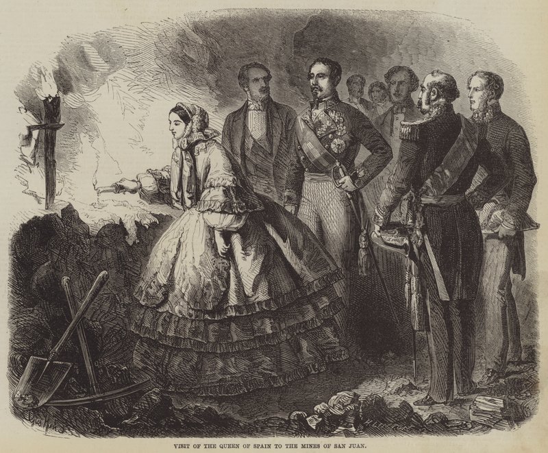 Bezoek van de Koningin van Spanje aan de Mijnen van San Juan door Gustave Janet