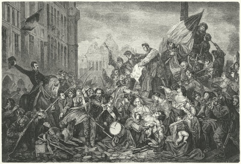 Episode van de Belgische Revolutie van 1830 door Gustave Wappers