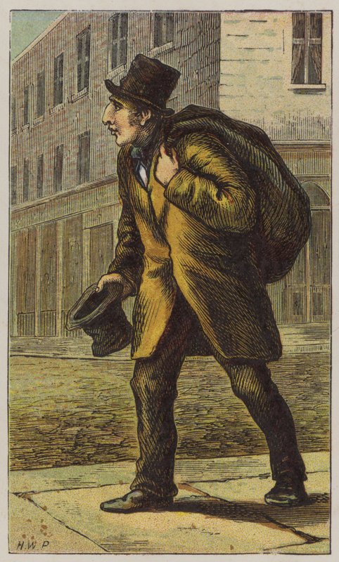 Oude Klerenman (kleur litho) door H.W. (after) Petherick