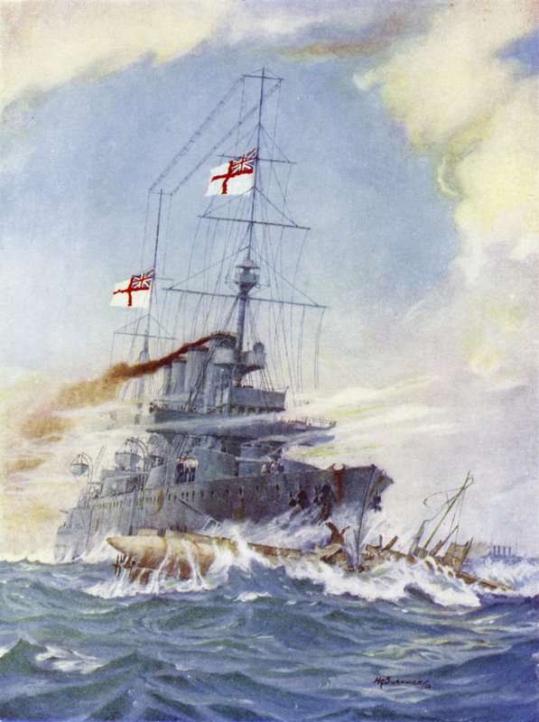 HMS Birmingham ramt de Duitse onderzeeër U-15, 9 augustus 1914 door H. G. Swanwick