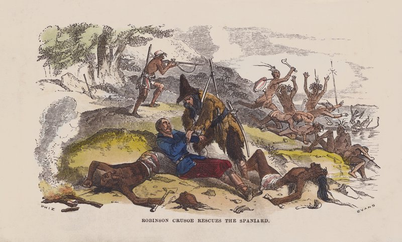 Robinson Crusoe redt de Spanjaard door after Hablot Knight Browne