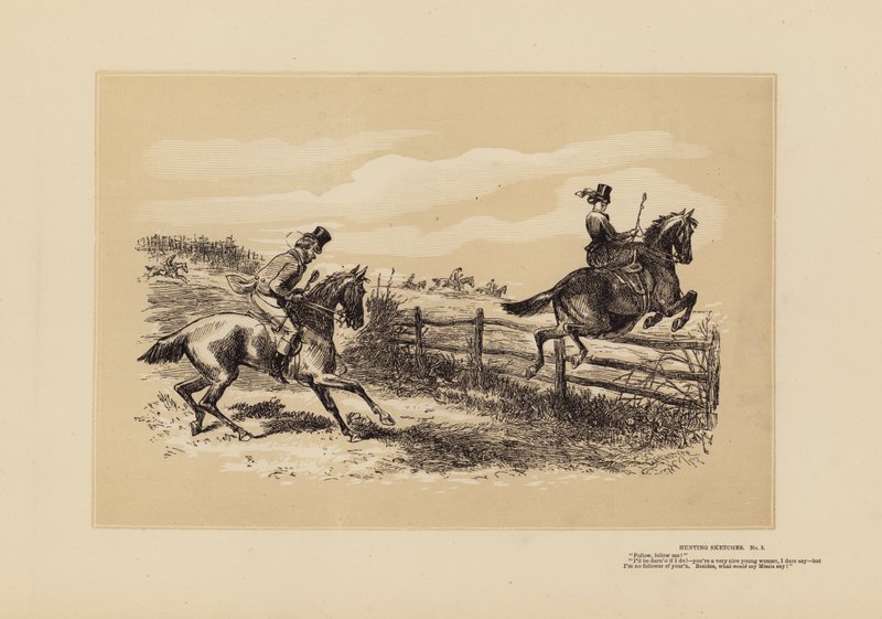 Jachtschetsen, Nr. 3, Volg mijn leider, hè? (gravure) door Hablot Knight (1815 92) Browne