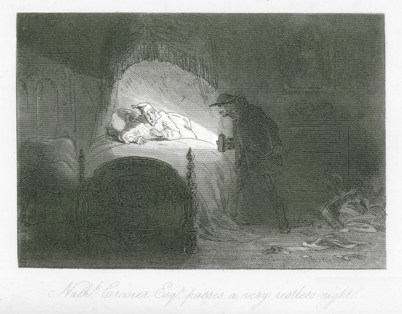 Londense straten: Nathaniel Crosier, Esq, beleeft een zeer onrustige nacht door Hablot Knight (1815 92) Browne