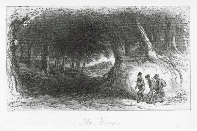 Londense straten: De Zwerver (gravure) door Hablot Knight (1815 92) Browne