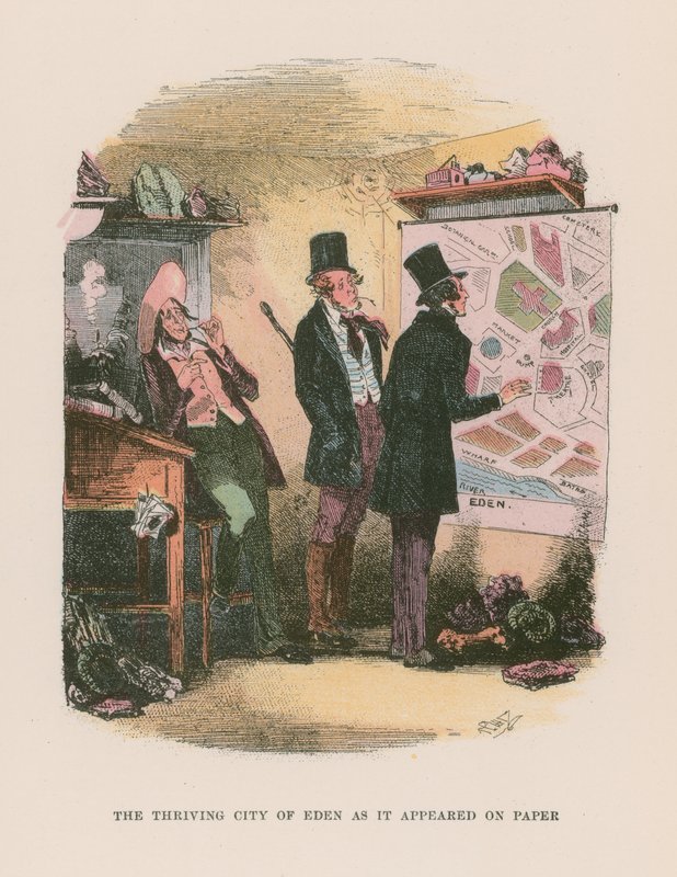 Illustratie voor Martin Chuzzlewit door Hablot Knight Browne