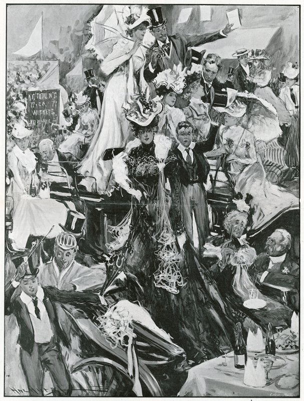 Eton en Harrow cricketwedstrijd (litho) door Hal Hurst