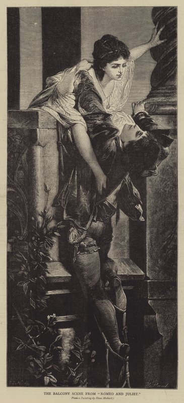 Het balkon tafereel uit Romeo en Julia door Hans Makart