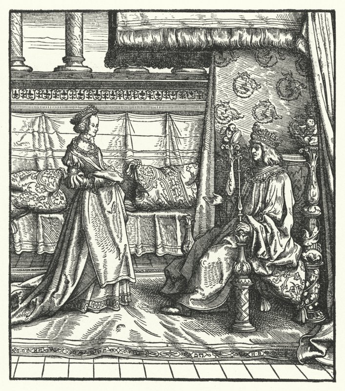Karel de Stoute, hertog van Bourgondië, met zijn dochter Maria, die later trouwde met de toekomstige Heilige Roomse Keizer Maximiliaan I in 1477 door Hans (after) Burgkmair