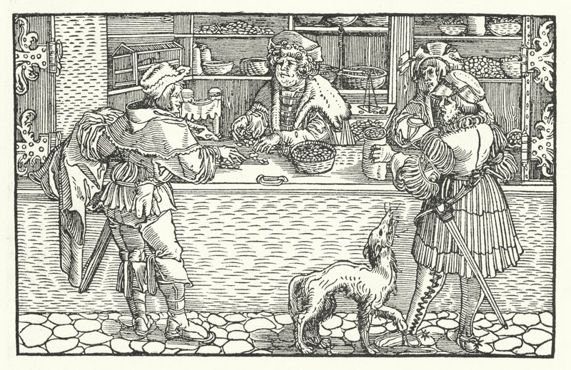 De geldwisselaar door Hans (after) Burgkmair