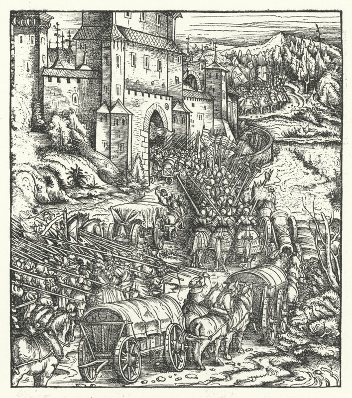 De Inname van de Stad Tongeren door Hans (after) Burgkmair