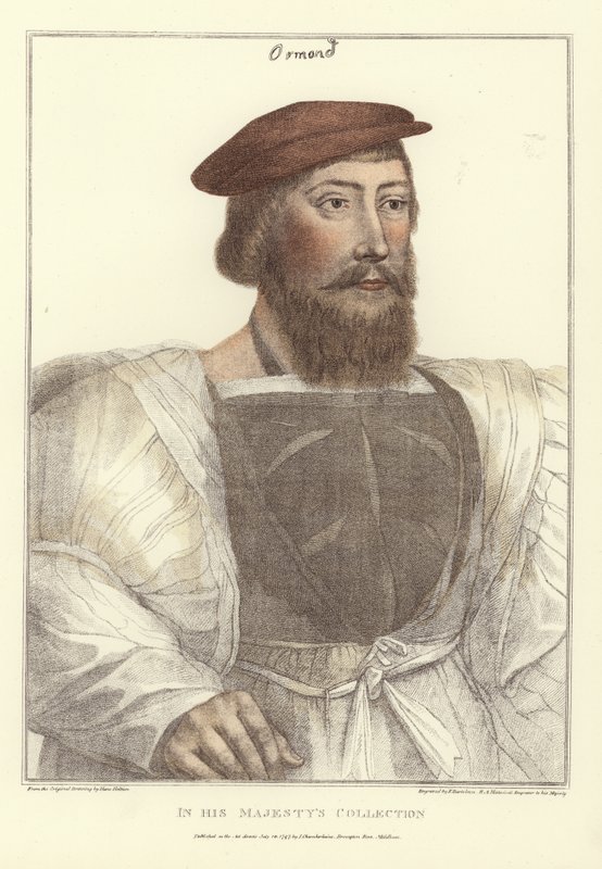 James Butler, gegraveerd door Francesco Bartolozzi (1727-1815) (gekleurde gravure) door Hans (after) Holbein the Younger