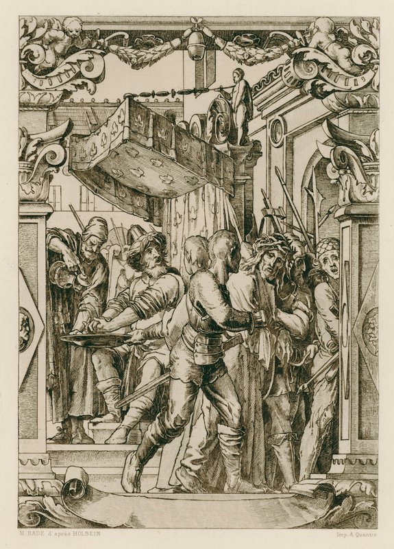 Jezus Christus, Pilatus wast zijn handen door Hans (after) Holbein the Younger