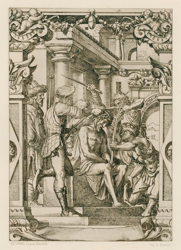 Jezus Christus, gekroond met doornen door Hans (after) Holbein the Younger