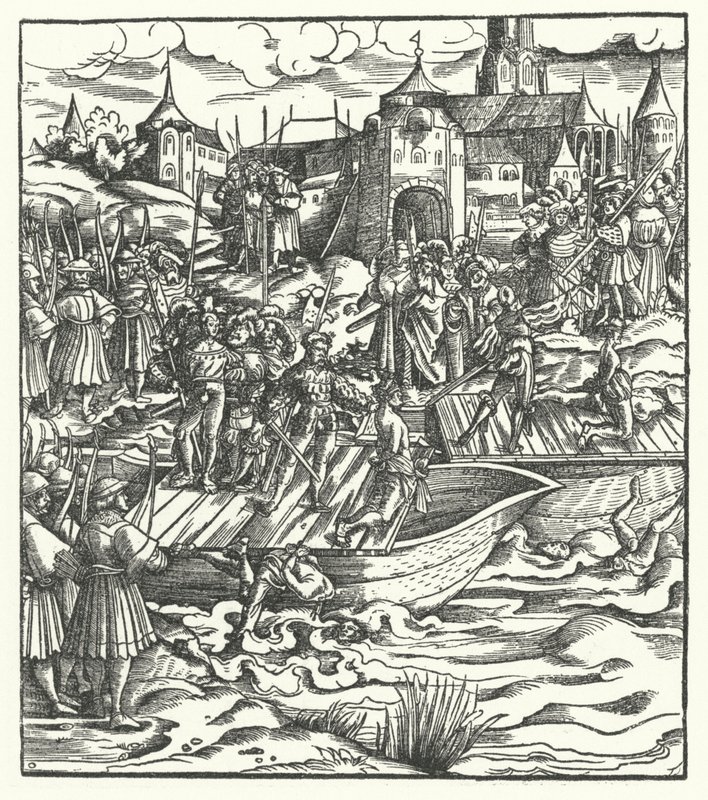 Executie van de leiders van een opstand tegen het bewind van aartshertog Maximiliaan van Oostenrijk in Gent, 1484 door Hans Burgkmair