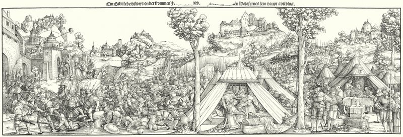 Landsknechten vechten een slag aan het begin van de 16e eeuw (gravure) door Hans Leonard (after) Schaufelein