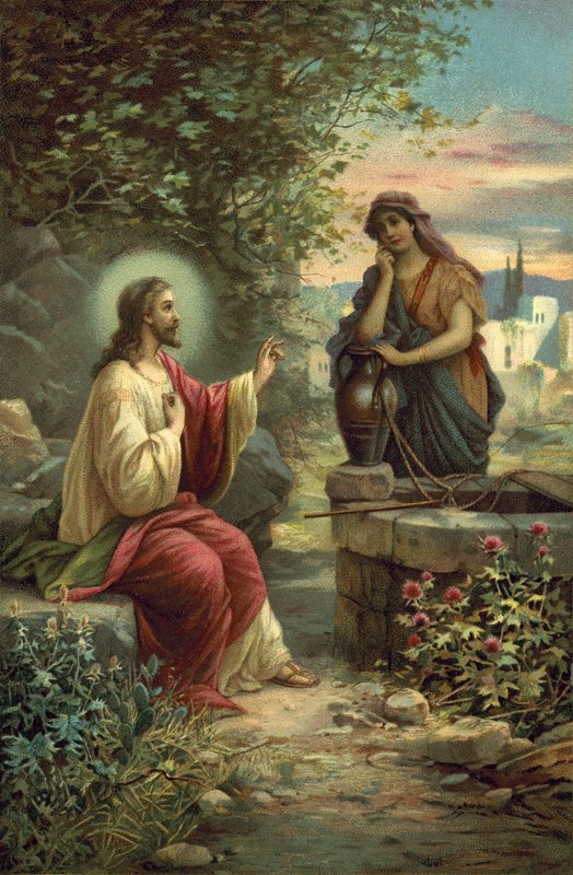 Christus en de vrouw van Samaria door Hans Zatzka