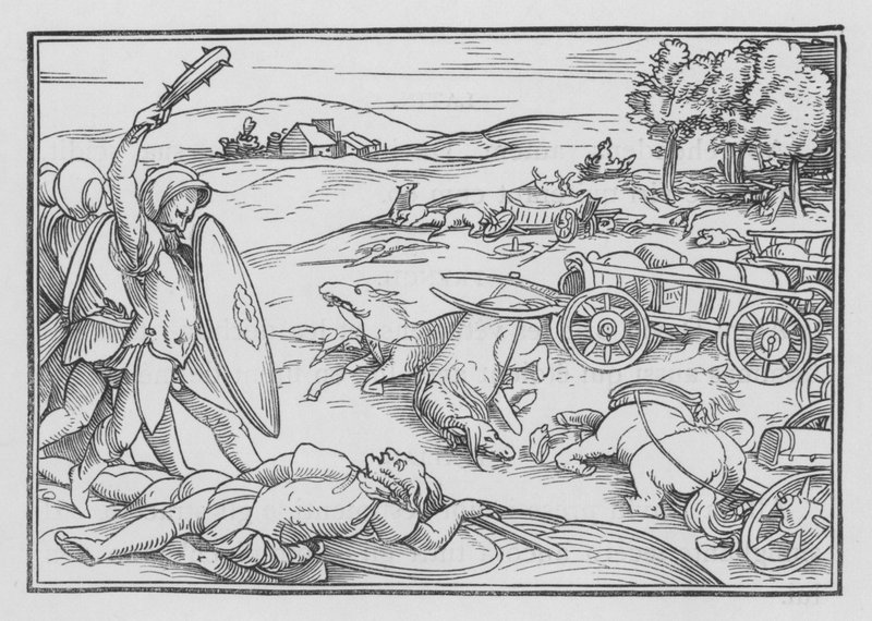 David verslaat Hadadezer en de Syriërs, 2 Samuel VIII, 3 door Hans after Holbein the Younger