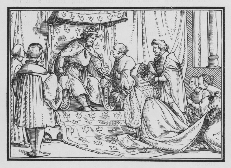 Esther wordt tot koningin gekroond, Esther II, 17 door Hans after Holbein the Younger