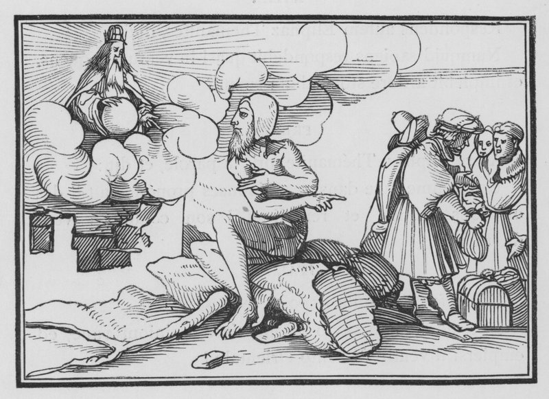 God Beantwoordt Job uit de Wervelwind door Hans after Holbein the Younger