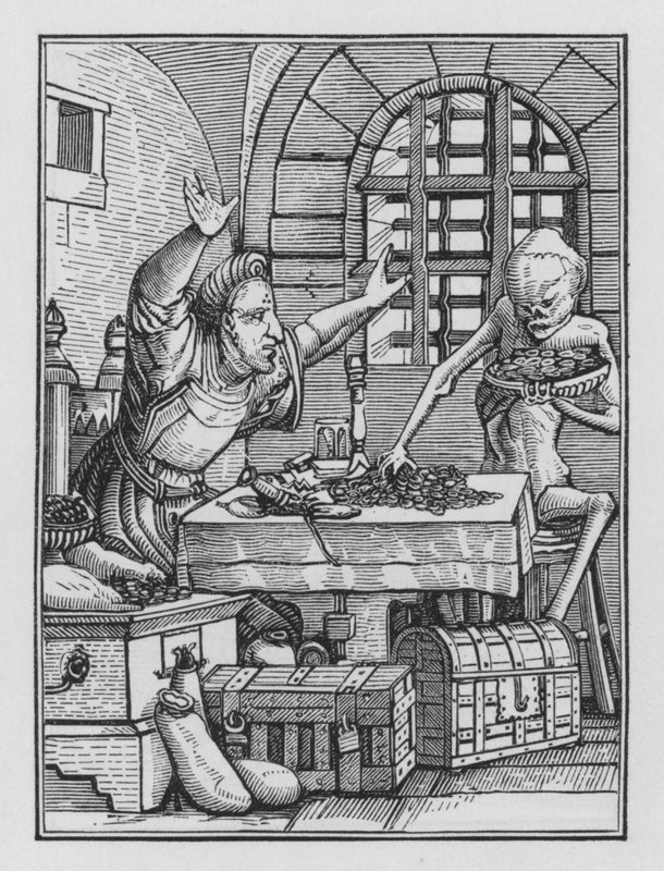 Holbeins Dodendans: De Vrek door Hans after Holbein the Younger