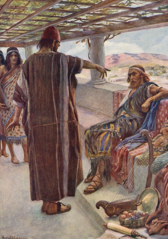 Oude Testament: "Gij zijt de man" door Harold Copping