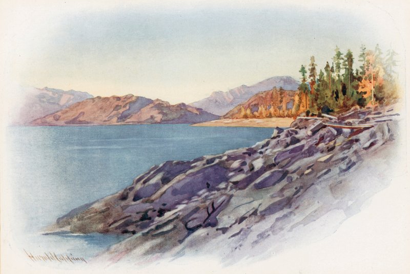 Aan Kootenay Lake door Harold Copping