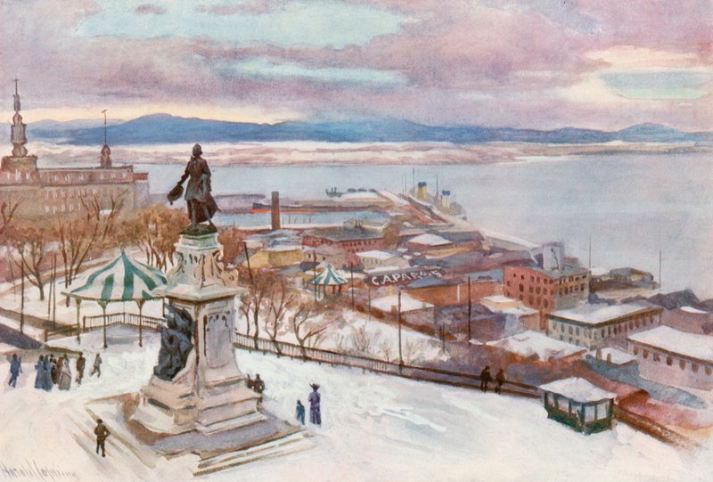 Quebec vanaf het Hotel Fontenac door Harold Copping