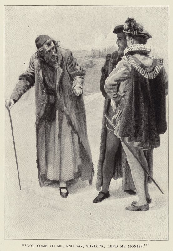Je komt naar me toe en zegt, Shylock, leen me geld door Harold Copping