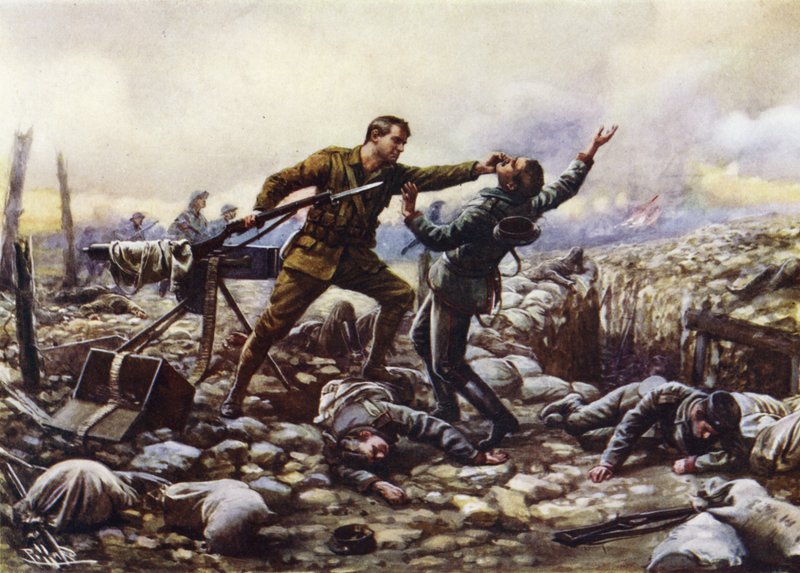 Soldaat J Boyd van de Irish Guards, die eigenhandig een Duitse machinegeweer veroverde, Eerste Wereldoorlog door Harold Hume Piffard