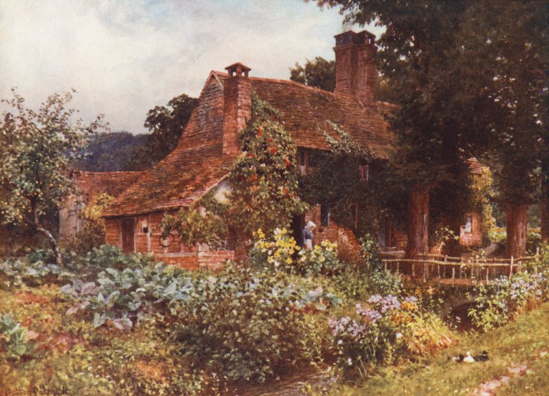 Oude molenhuisjes, Abinger door Harold Sutton Palmer