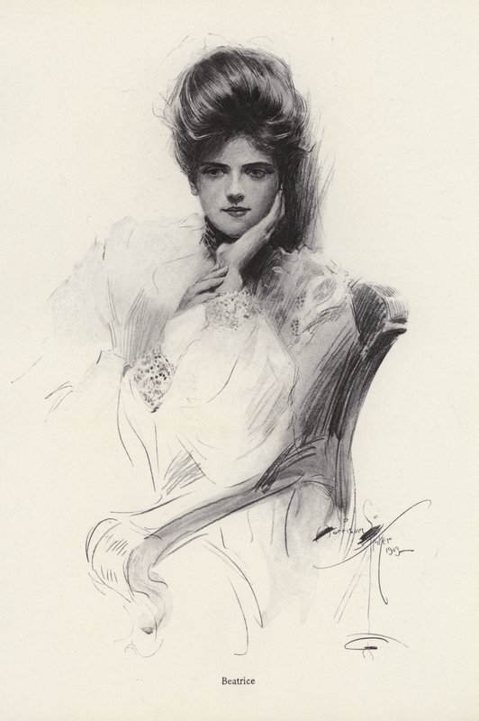 Portret van een vrouw genaamd Beatrice door Harrison Fisher