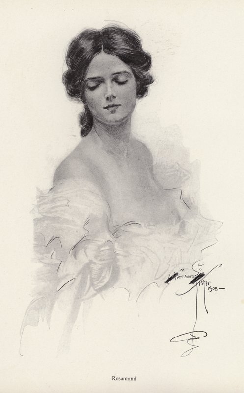 Portret van een vrouw genaamd Rosamond door Harrison Fisher