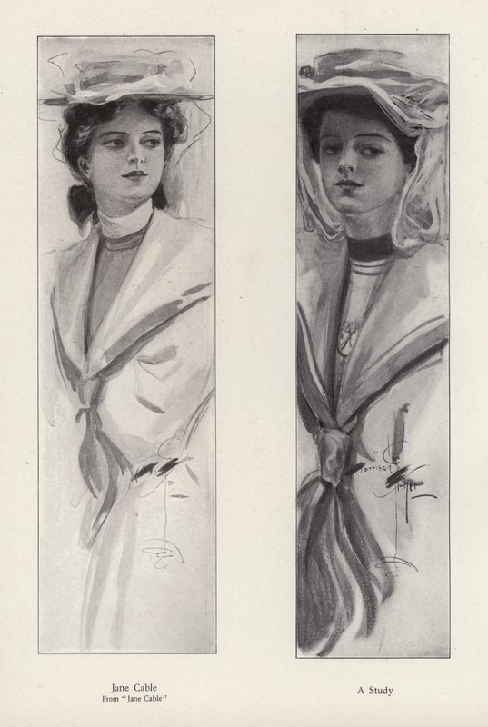 Het personage Jane Cable uit de roman Jane Cable, door George Barr McCutcheon (litho) door Harrison Fisher