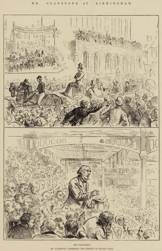 Mr Gladstone in Birmingham door Harry Furniss