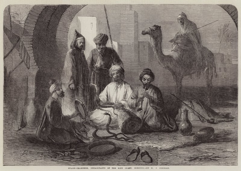 Slangenbezweerders, inwoners van de Riffkust, Marokko door Harry John Johnson