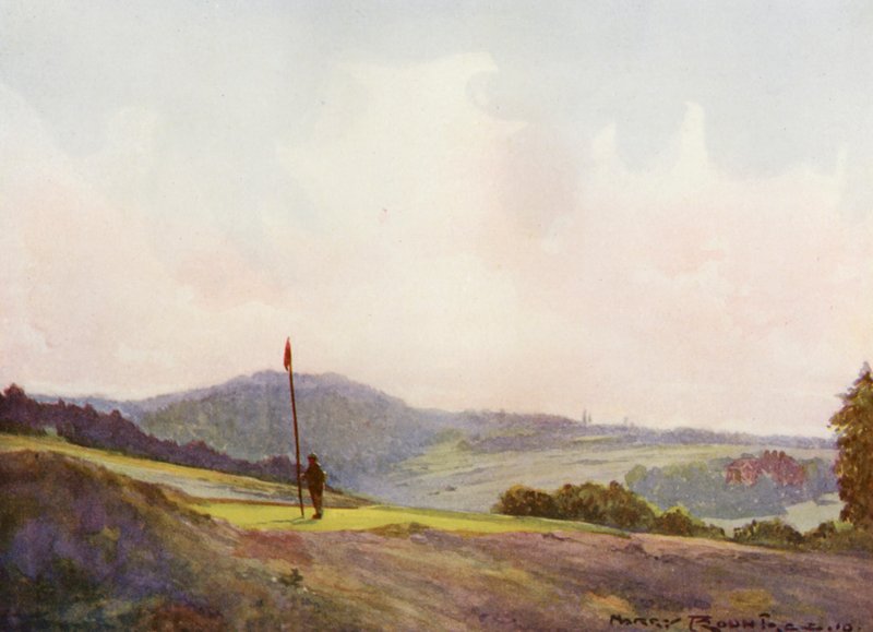 Golfbanen: Forest Row, de vijftiende green door Harry (1878 1950) Rountree