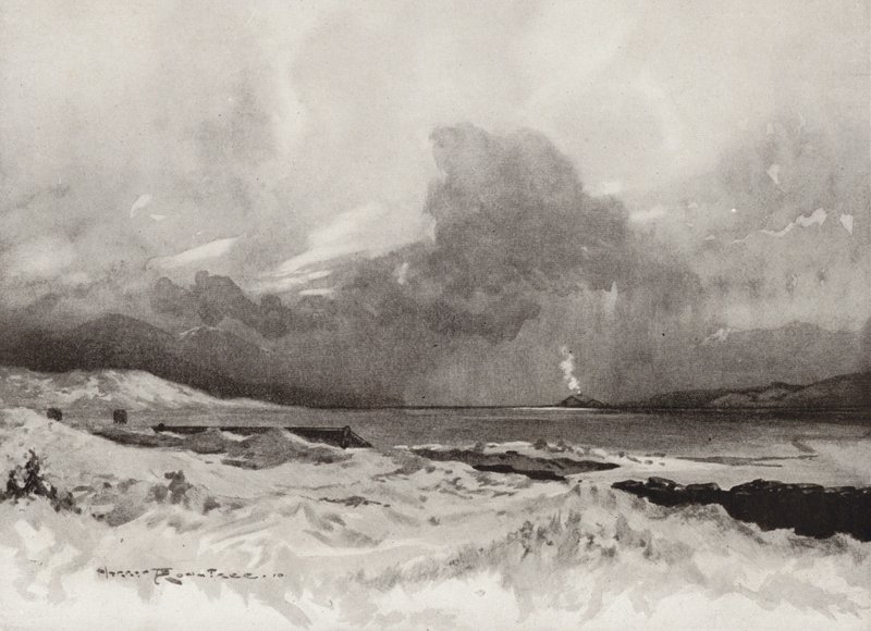 Golfbanen: Harlech, kijkend over de vierde hole door Harry (1878 1950) Rountree