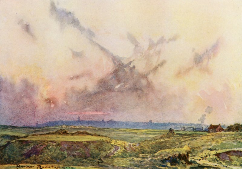 Golfbanen: St Andrews, de stad in de verte door Harry (1878 1950) Rountree