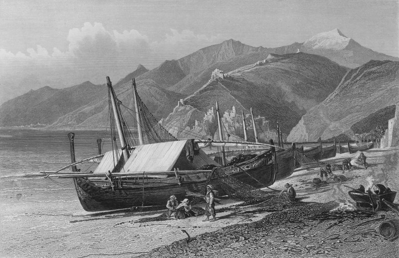 Ventimiglia aan de Cornicheweg (gravure) door Harry (after) Fenn